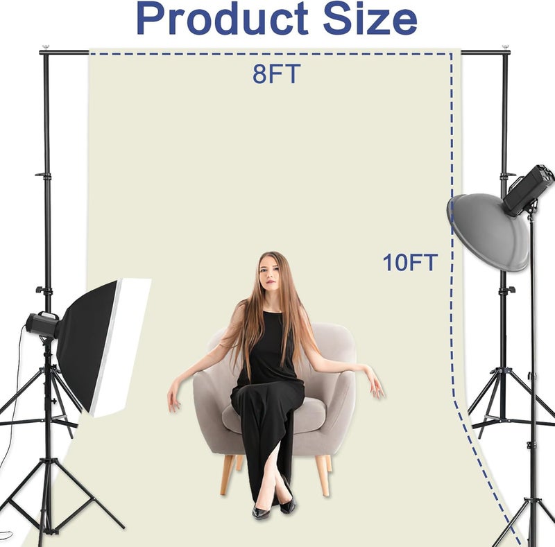 GFCC 8FTX10FT Ivory Backdrop Background for Photography Photo Booth Backdrop for Photoshoot Background Screen Video Recording Parties Curtain - Image 4